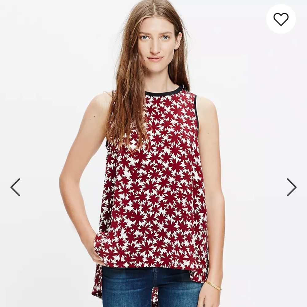DONATED Madewell | Silk Canal Tank Top in Pressed Flower | Red & White